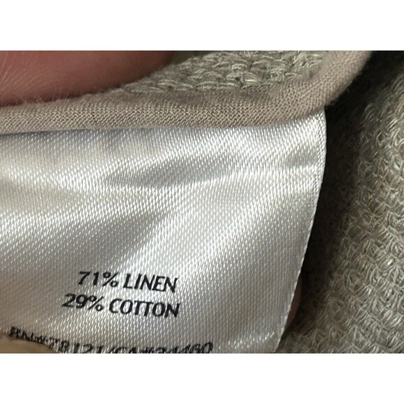 EILEEN FISHER Womens S Beige Linen Blend Open Blazer Jacket 3/4 Sleeve Pocket - Picture 5 of 11